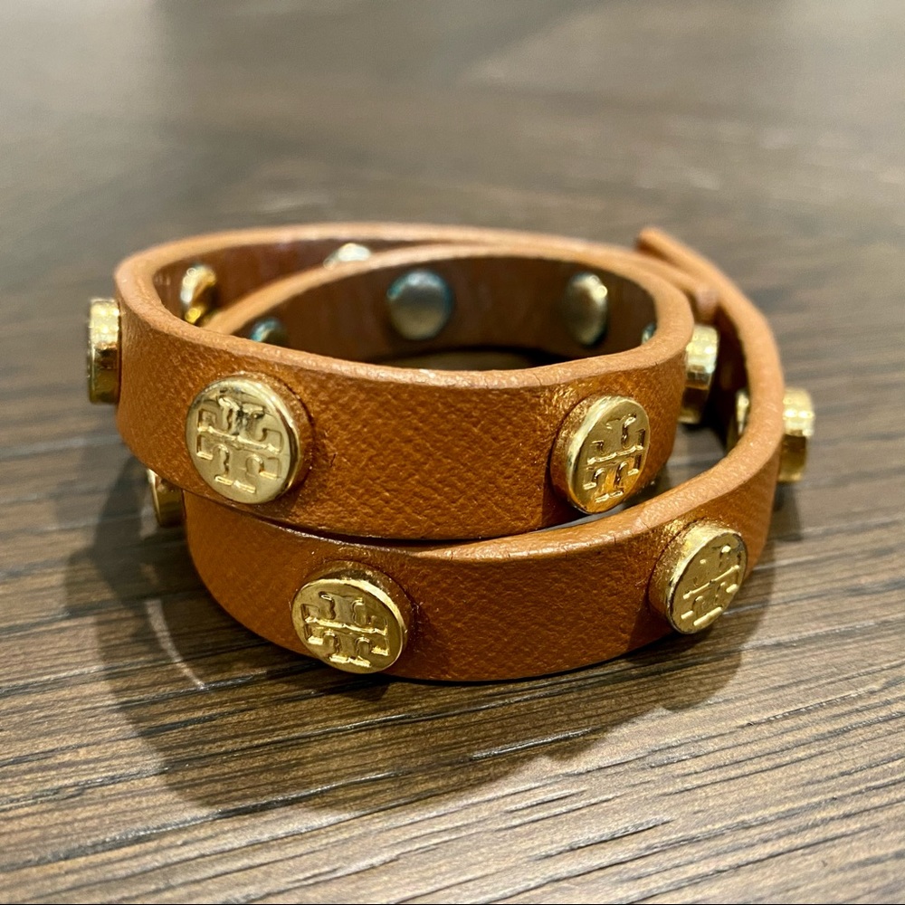 Tory Burch Tan Leather Wrap Bracelet